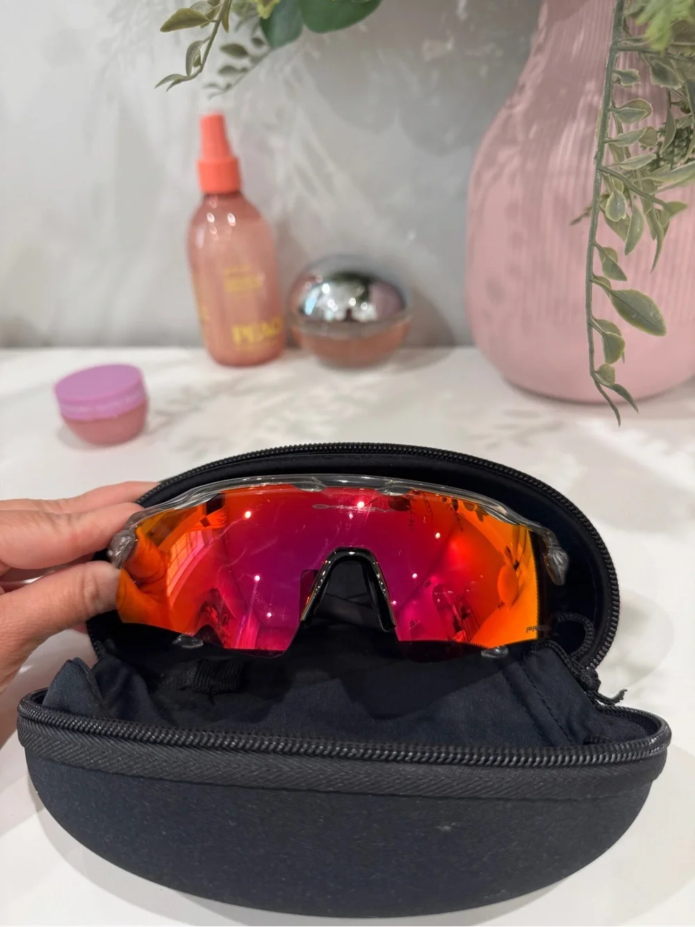 Sport Performance VR/AR Sunglasses with Red-Orange Mirrored Lens